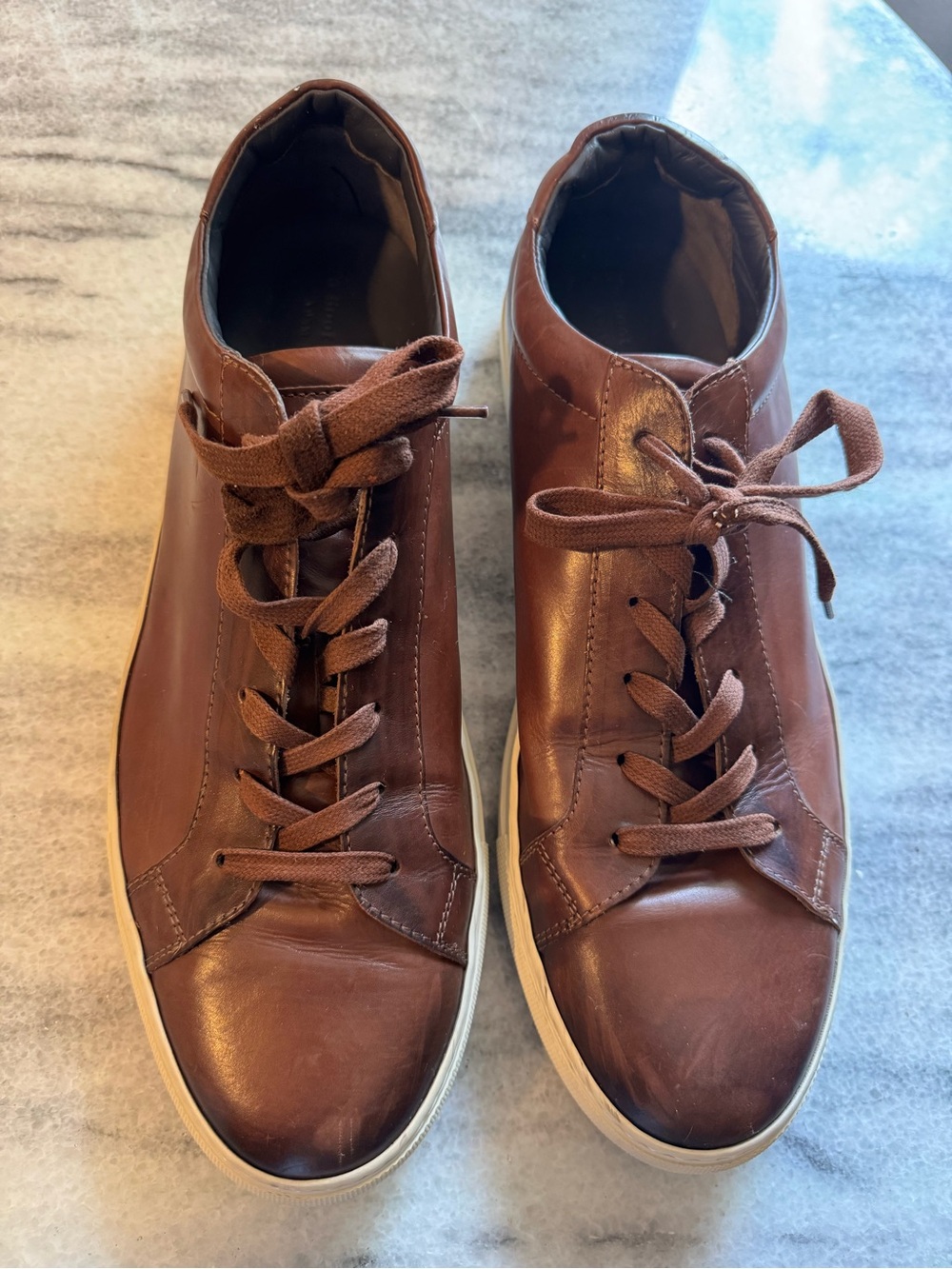 To Boot Brown Leather Low-Top Sneakers with Cream Sole